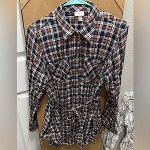 Isabel Maternity by Ingrid & Isabel Checkered Blouse - Red, Navy, White